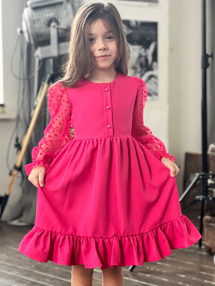 Платье для девочки нарядное БУШОН ST52, цвет фуксия