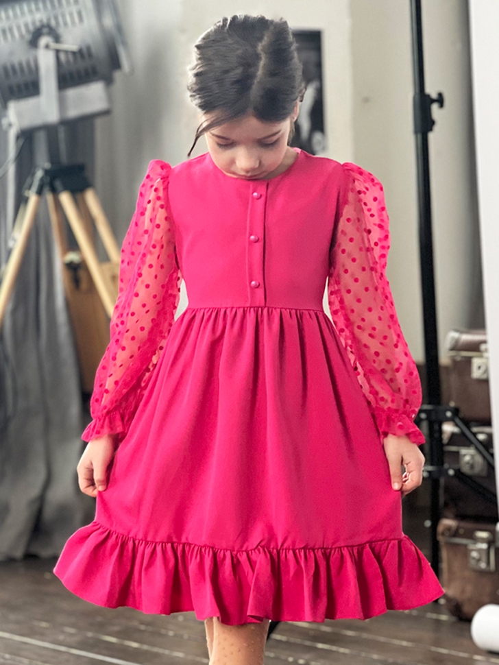 Платье для девочки нарядное БУШОН ST52, цвет фуксия