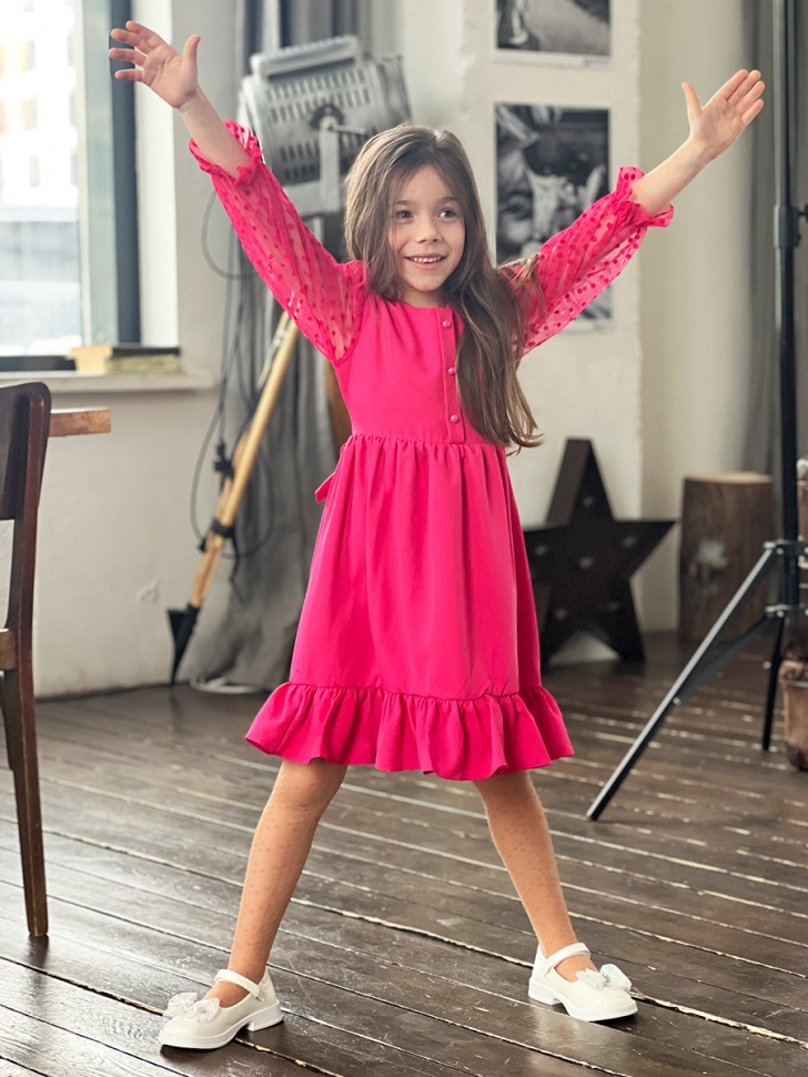 Платье для девочки нарядное БУШОН ST52, цвет фуксия