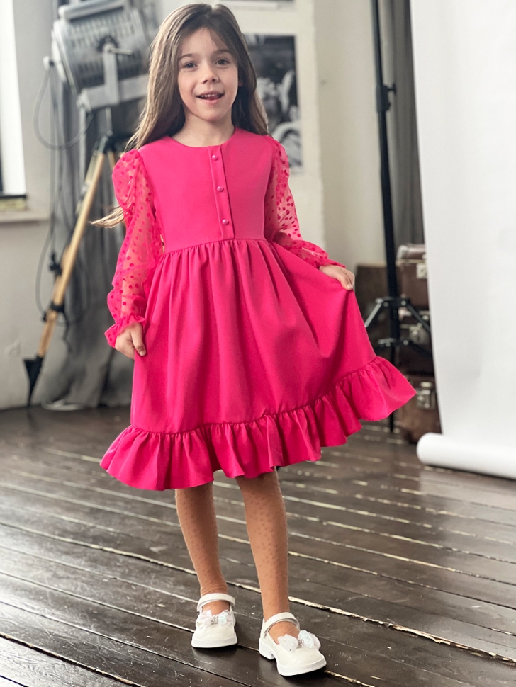 Платье для девочки нарядное БУШОН ST52, цвет фуксия