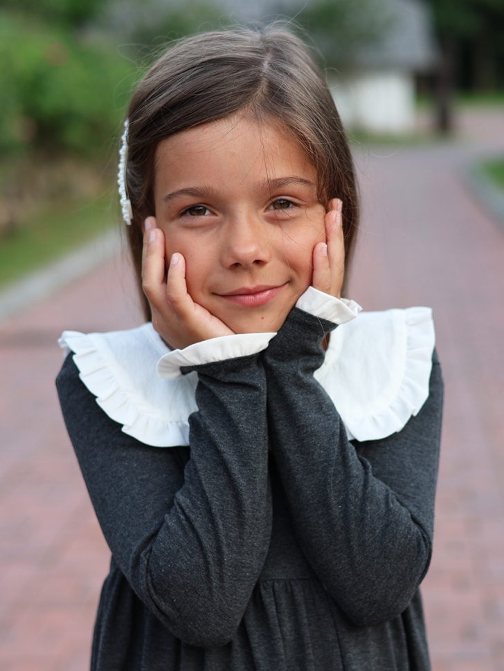 Платье для девочки школьное БУШОН SK34, цвет темно-серый