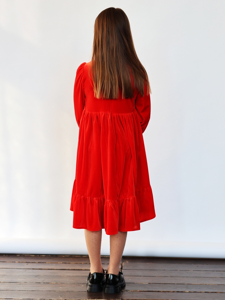 Платье велюровое нарядное БУШОН ST63, цвет алый