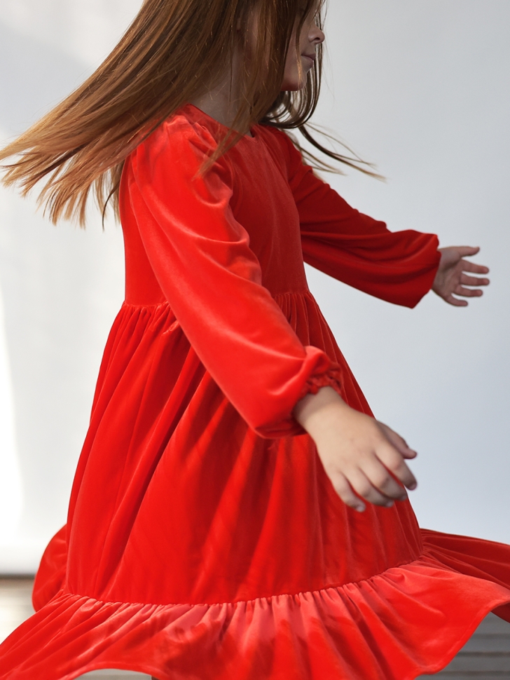 Платье велюровое нарядное БУШОН ST63, цвет алый