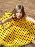 Платье для девочки нарядное БУШОН ST10, стиляги цвет желтый, желтый пояс, принт синий горошек 