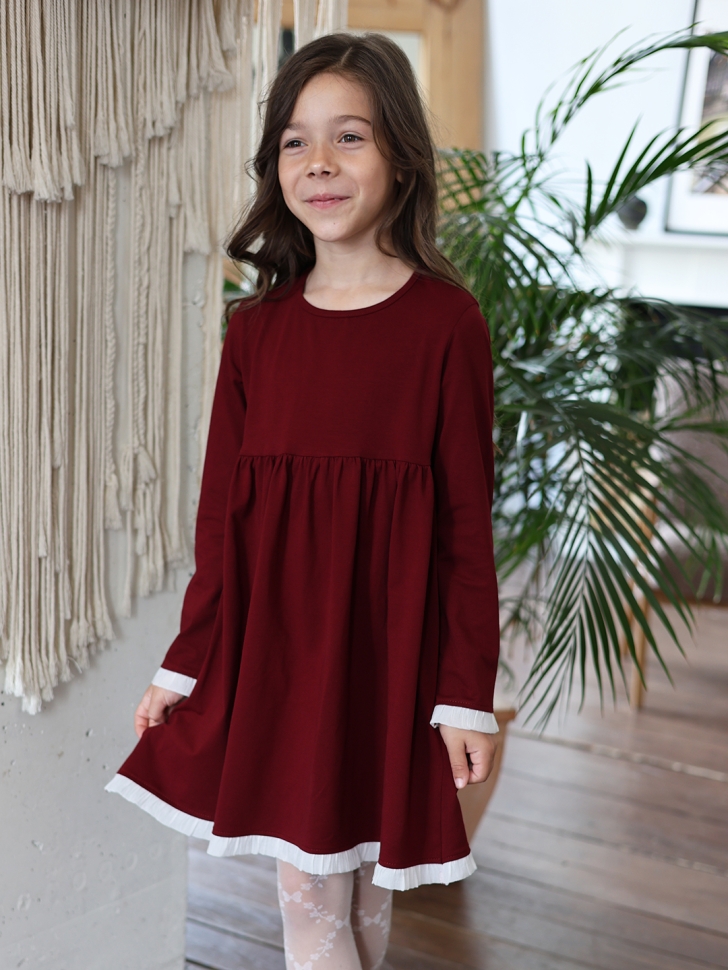 Платье для девочки школьное БУШОН SK34, цвет бордовый