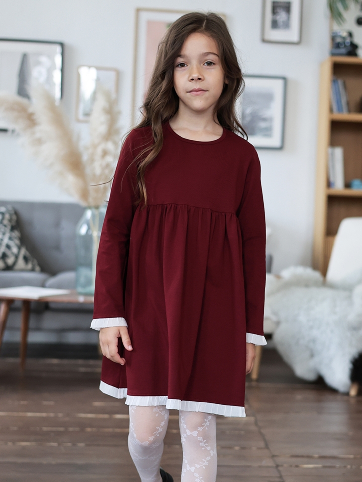 Платье для девочки школьное БУШОН SK34, цвет бордовый