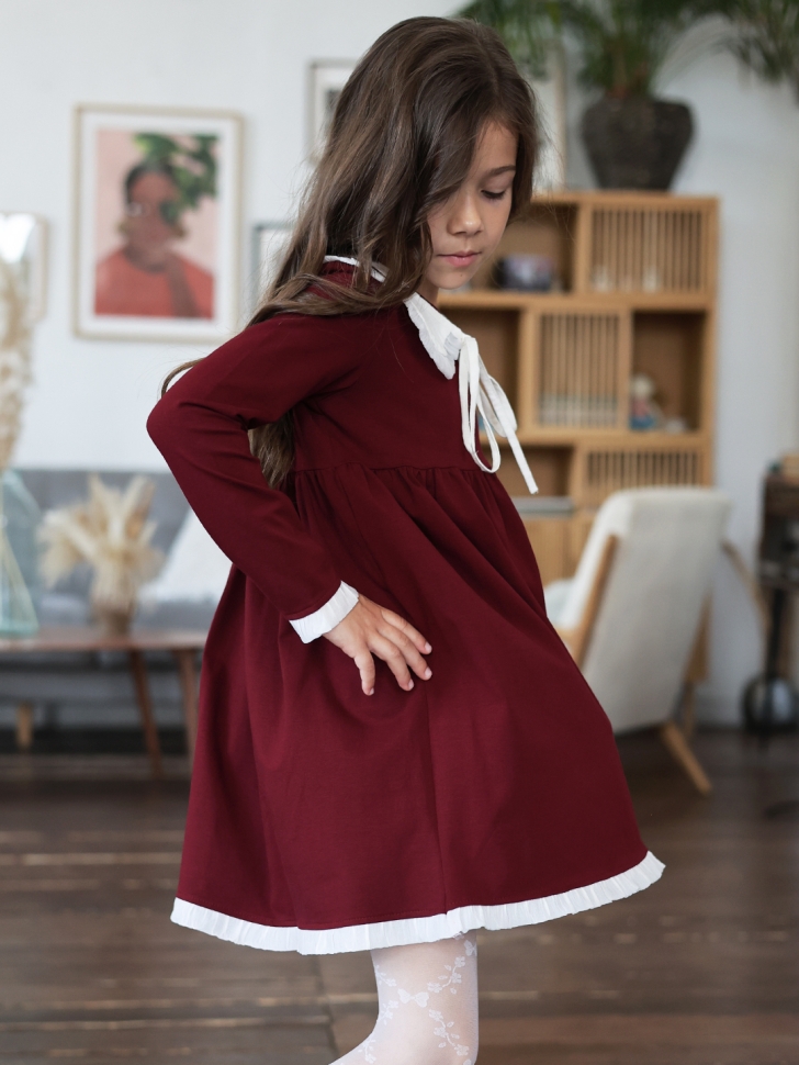 Платье для девочки школьное БУШОН SK34, цвет бордовый