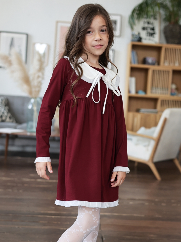 Платье для девочки школьное БУШОН SK34, цвет бордовый
