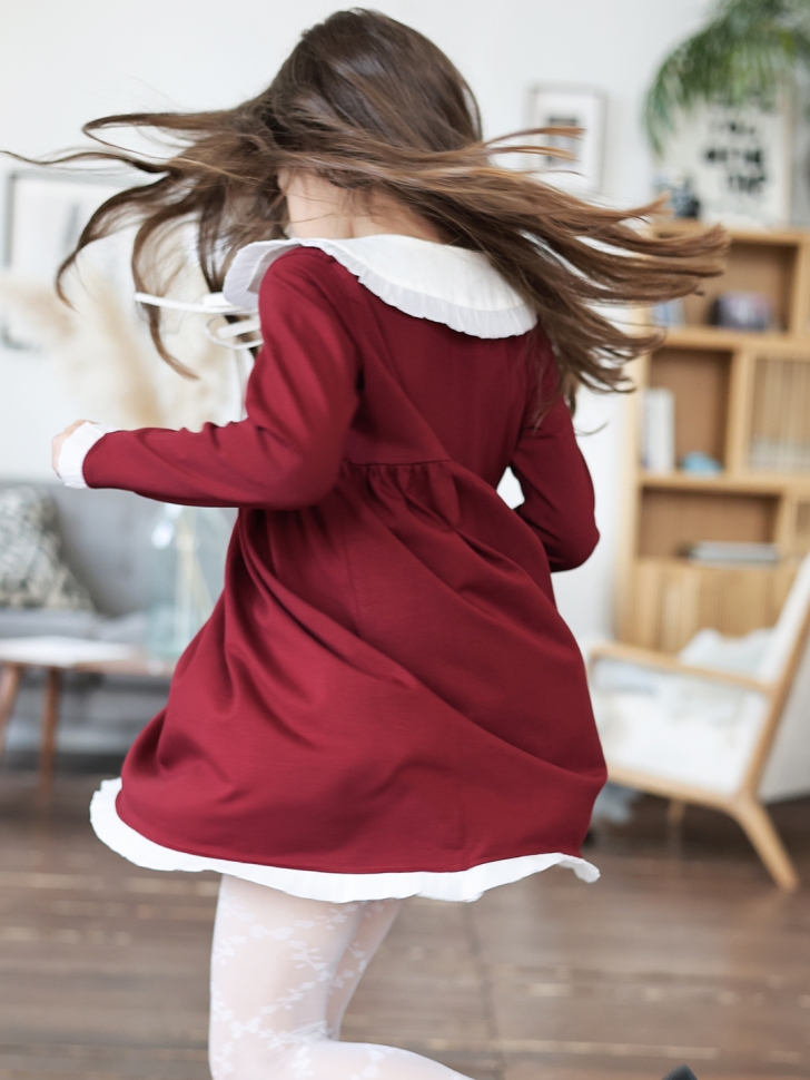 Платье для девочки школьное БУШОН SK34, цвет бордовый