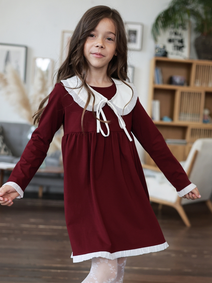 Платье для девочки школьное БУШОН SK34, цвет бордовый