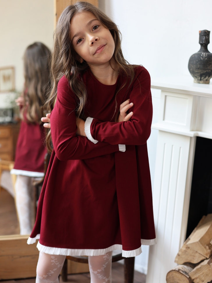 Платье для девочки школьное БУШОН SK34, цвет бордовый