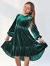 Платье велюровое нарядное БУШОН ST63, цвет изумрудный 