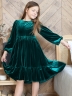 Платье велюровое нарядное БУШОН ST63, цвет изумрудный 