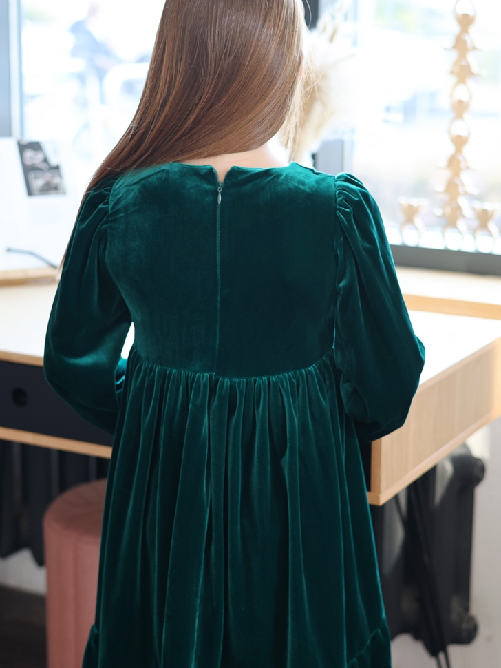 Платье велюровое нарядное БУШОН ST63, цвет изумрудный 