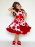 Платье для девочки нарядное БУШОН ST30, стиляги цвет красный/розовый пояс красный, принт цветы 