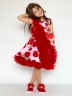 Платье для девочки нарядное БУШОН ST30, стиляги цвет красный/розовый пояс красный, принт цветы 
