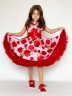 Платье для девочки нарядное БУШОН ST30, стиляги цвет красный/розовый пояс красный, принт цветы 