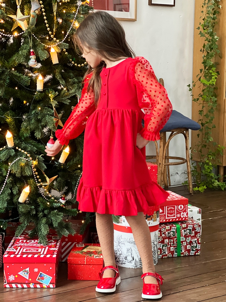 Платье для девочки нарядное БУШОН ST52, цвет красный