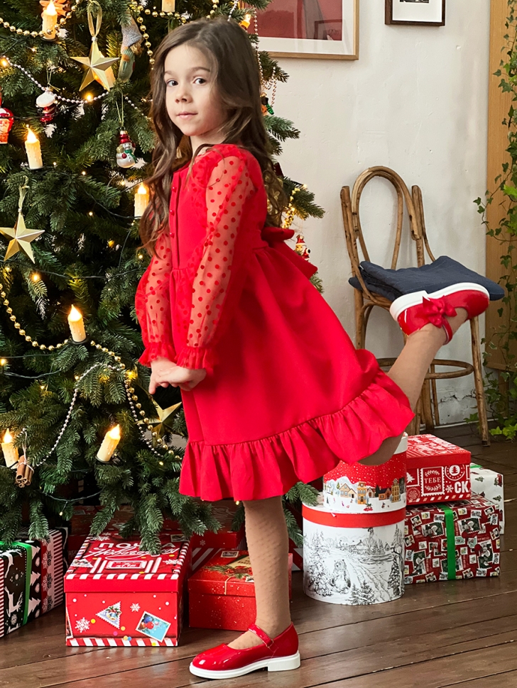 Платье для девочки нарядное БУШОН ST52, цвет красный
