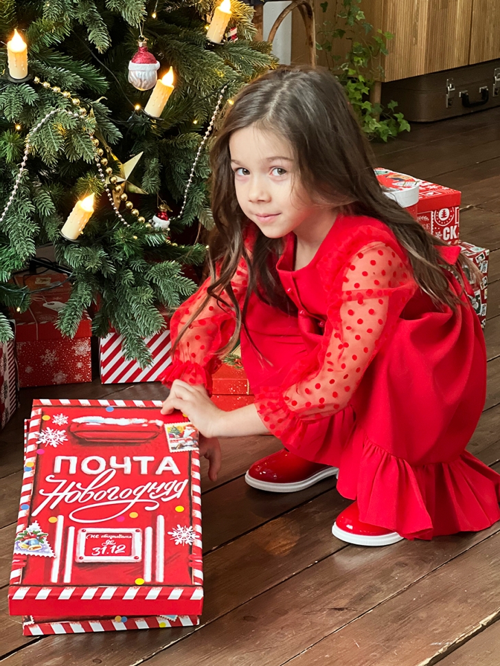 Платье для девочки нарядное БУШОН ST52, цвет красный