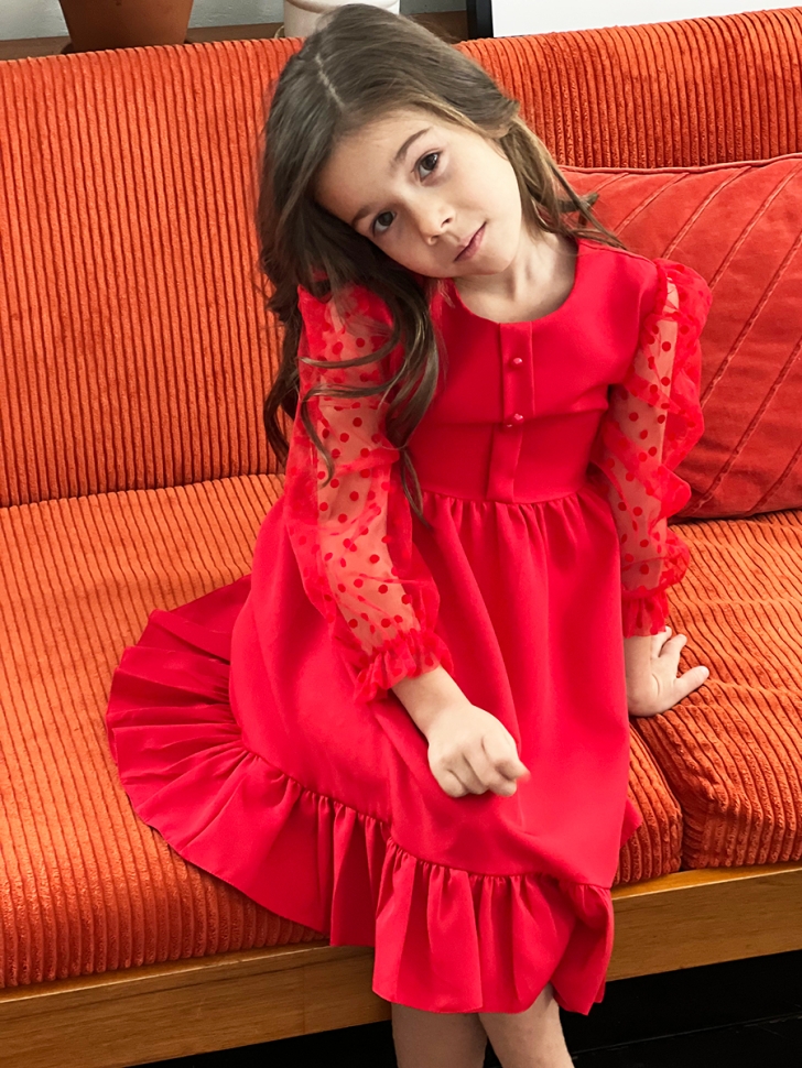 Платье для девочки нарядное БУШОН ST52, цвет красный