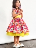 Платье для девочки нарядное БУШОН ST37, стиляги цвет желтый/малиновый/голубой 