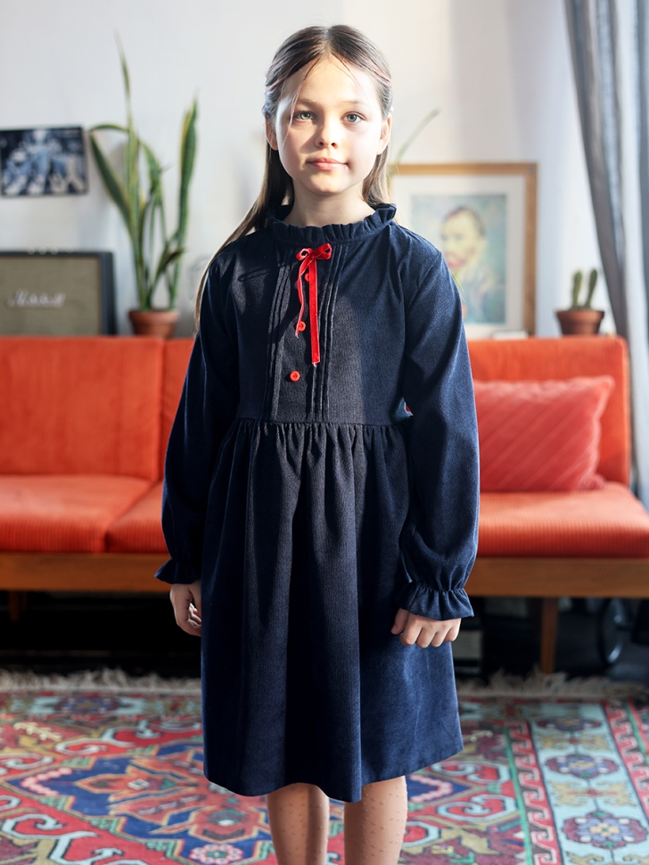 Платье для девочки нарядное БУШОН ST75, цвет темно-синий