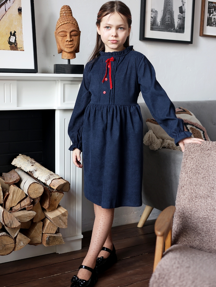 Платье для девочки нарядное БУШОН ST75, цвет темно-синий