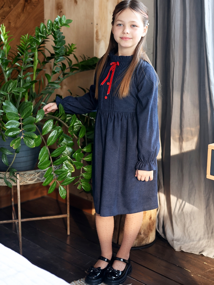 Платье для девочки нарядное БУШОН ST75, цвет темно-синий