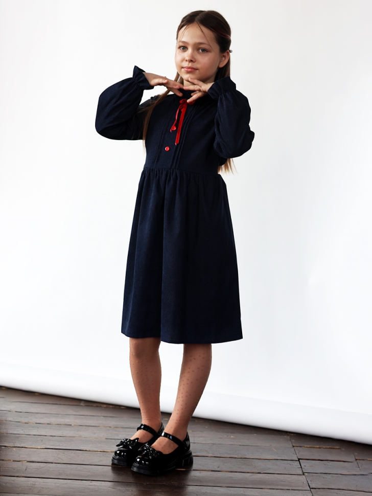 Платье для девочки нарядное БУШОН ST75, цвет темно-синий