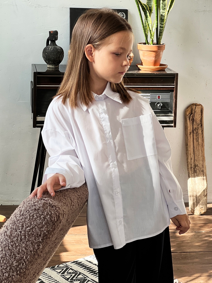Рубашка для девочек БУШОН, модель SK59, цвет белый 