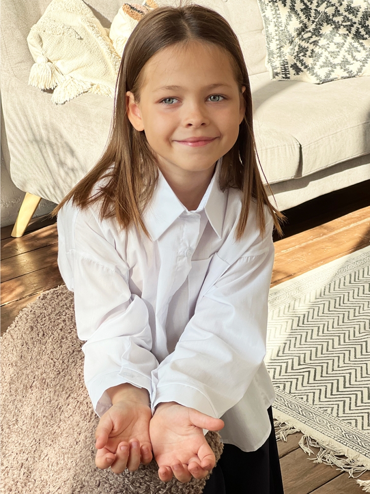 Рубашка для девочек БУШОН, модель SK59, цвет белый 