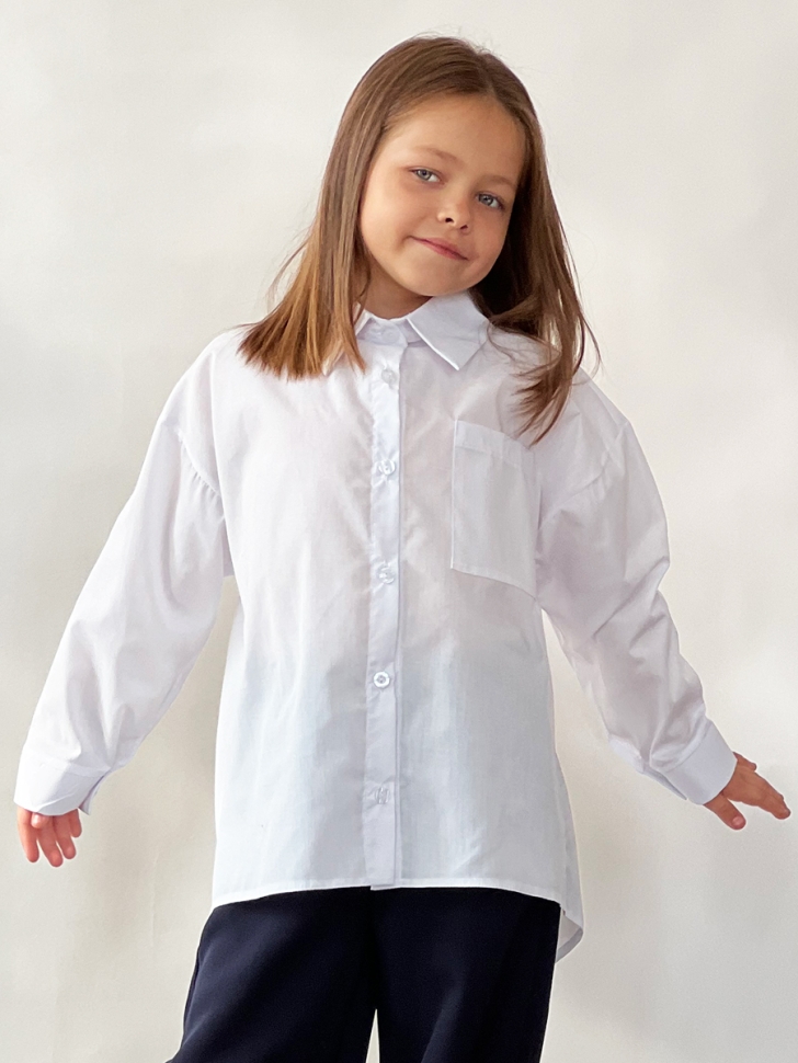 Рубашка для девочек БУШОН, модель SK59, цвет белый 