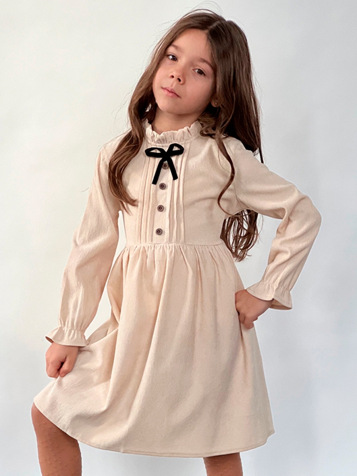 Платье для девочки нарядное БУШОН ST75, цвет бежевый 