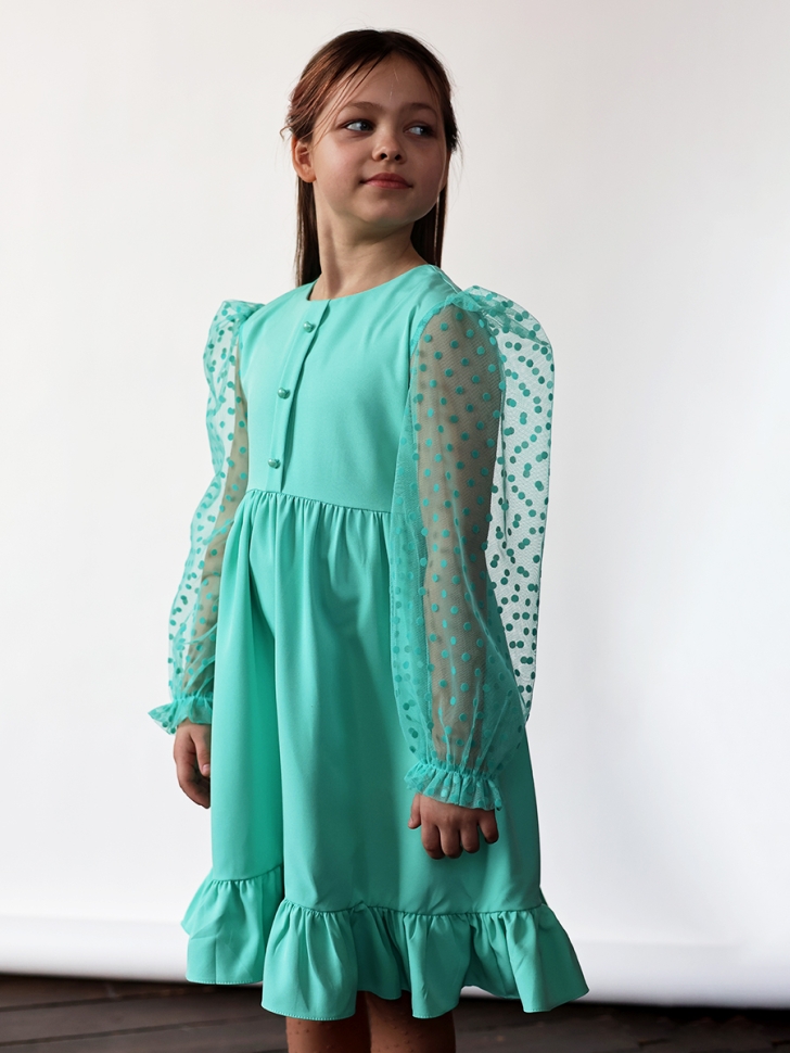 Платье для девочки нарядное БУШОН ST52, цвет мятный