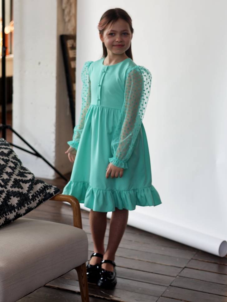 Платье для девочки нарядное БУШОН ST52, цвет мятный