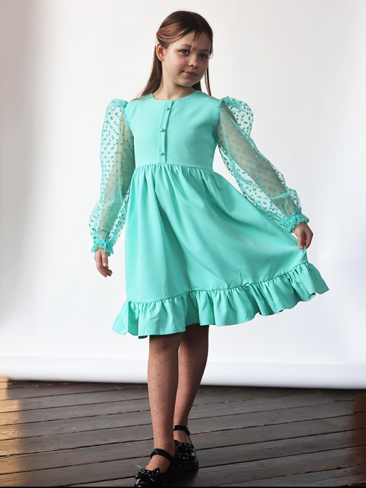 Платье для девочки нарядное БУШОН ST52, цвет мятный
