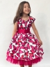 Платье для девочки нарядное БУШОН ST37, стиляги цвет малиновый/белый принт бабочки