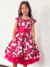 Платье для девочки нарядное БУШОН ST37, стиляги цвет малиновый/белый принт бабочки