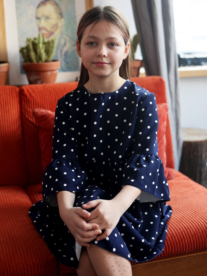 Платье для девочки нарядное БУШОН ST71, цвет темно-синий