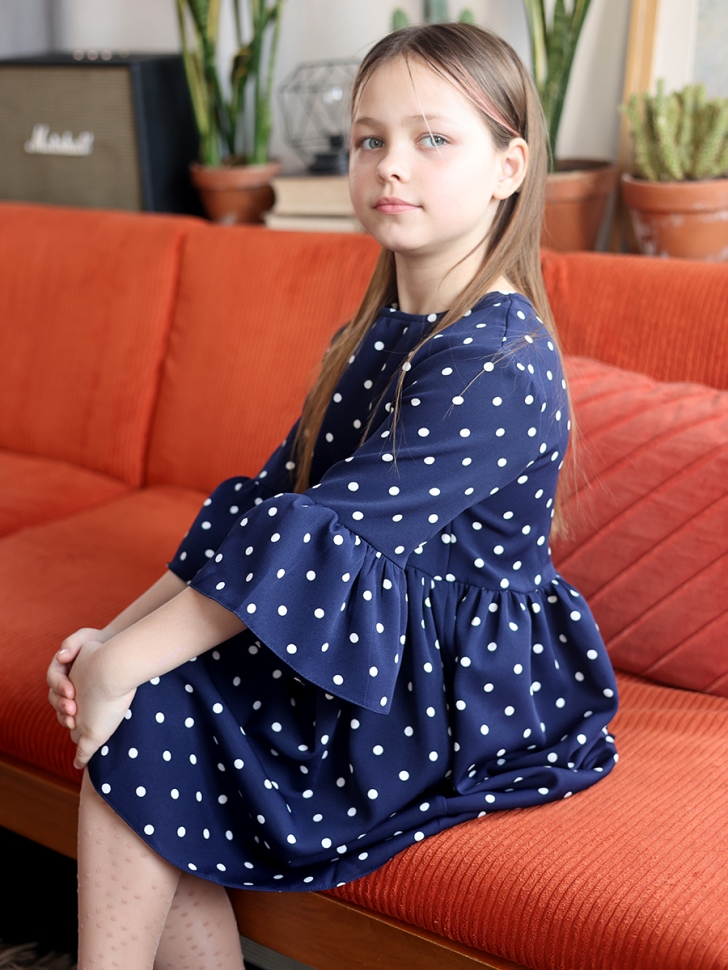 Платье для девочки нарядное БУШОН ST71, цвет темно-синий