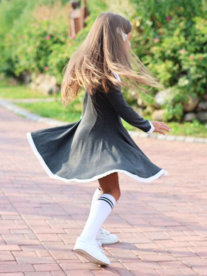 Платье для девочки школьное БУШОН SK35, цвет темно-серый