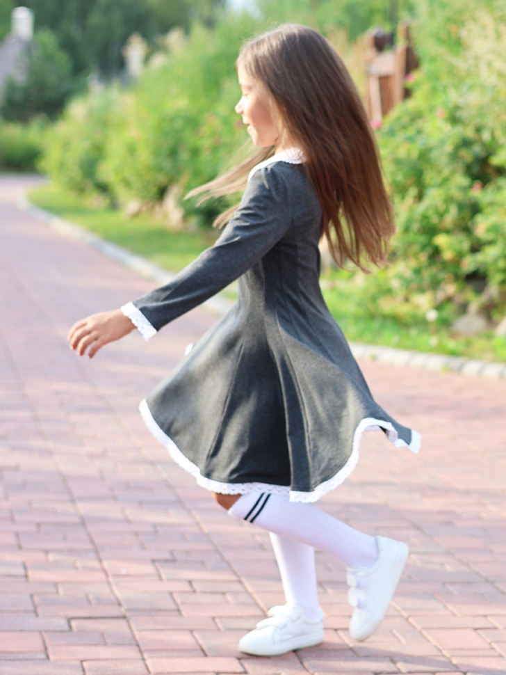 Платье для девочки школьное БУШОН SK35, цвет темно-серый