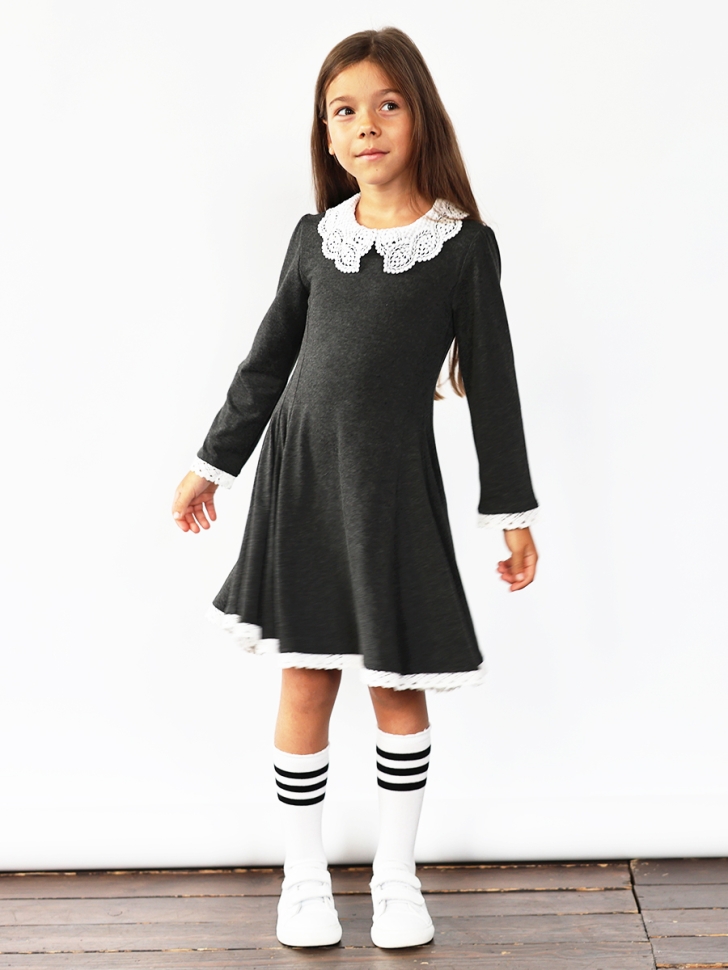 Платье для девочки школьное БУШОН SK35, цвет темно-серый