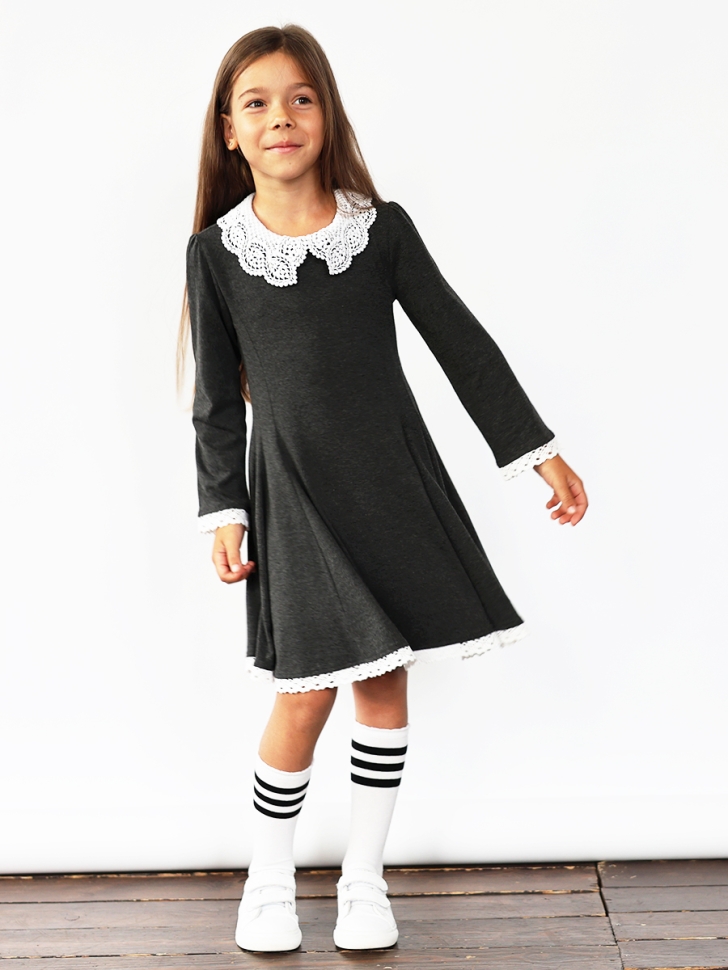 Платье для девочки школьное БУШОН SK35, цвет темно-серый