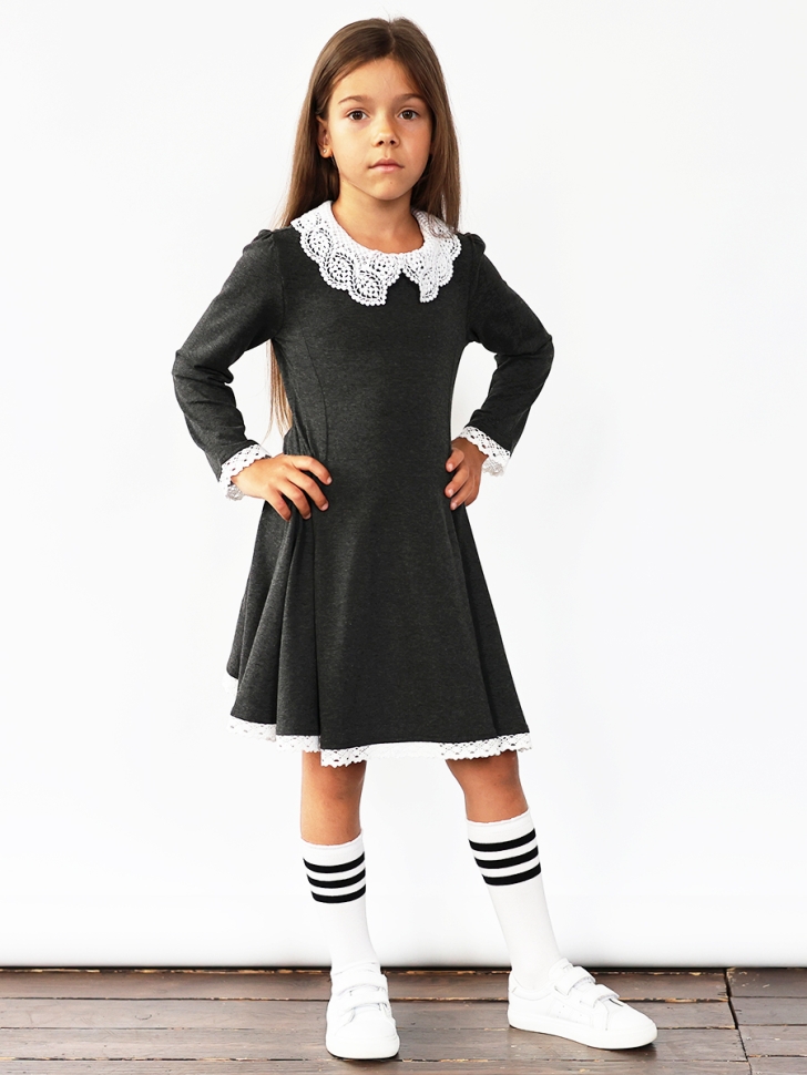 Платье для девочки школьное БУШОН SK35, цвет темно-серый