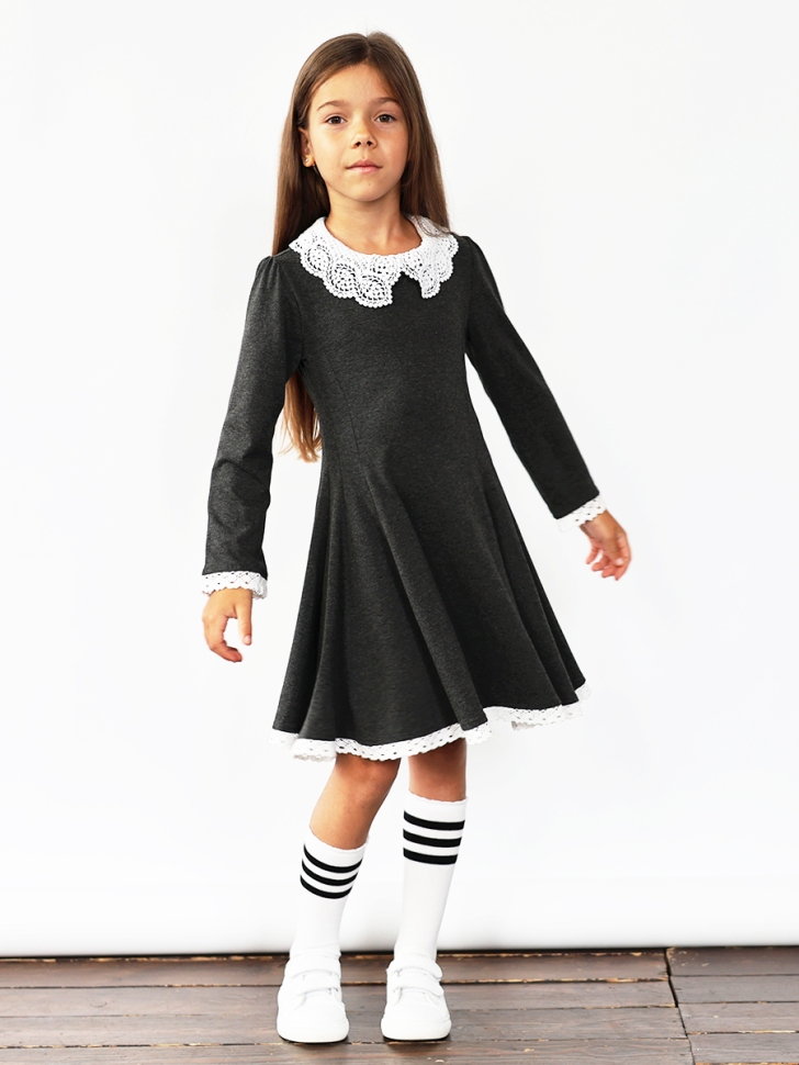 Платье для девочки школьное БУШОН SK35, цвет темно-серый