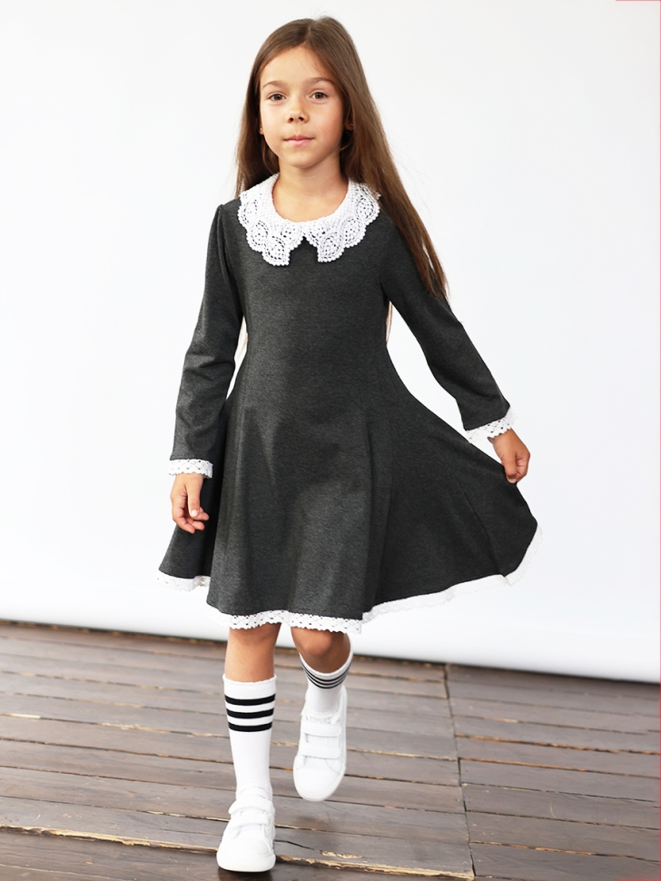 Платье для девочки школьное БУШОН SK35, цвет темно-серый