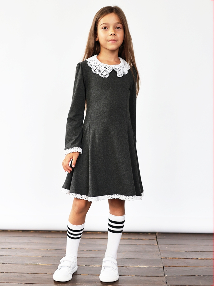 Платье для девочки школьное БУШОН SK35, цвет темно-серый