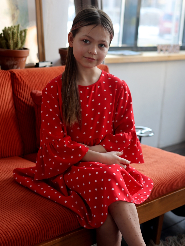 Платье для девочки нарядное БУШОН ST71, цвет красный